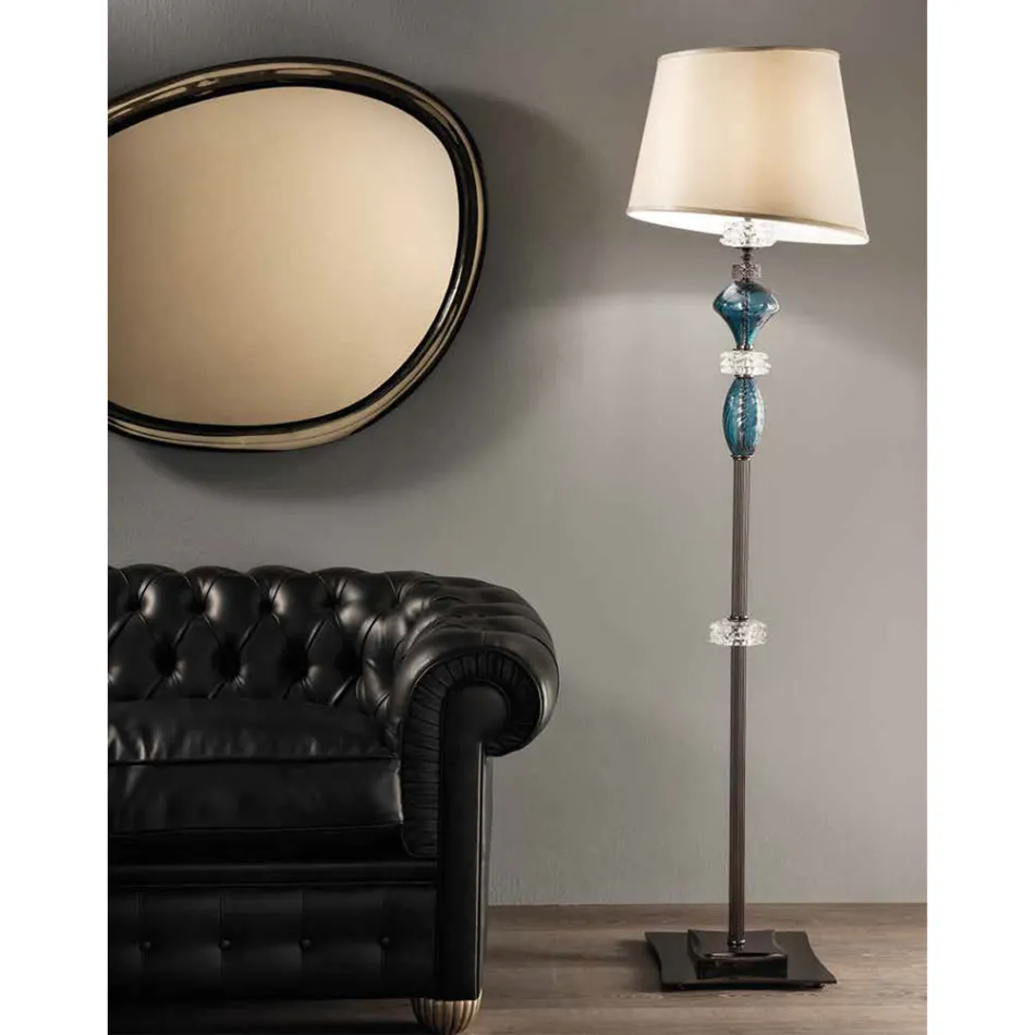 Lampada da Terra con Paralume in Vetro Artigianale Made in Italy - Saline Viadurini