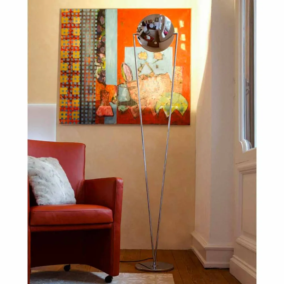 Lampada da Terra con Struttura in Metallo e LED Integrato Made in Italy - Rione Viadurini