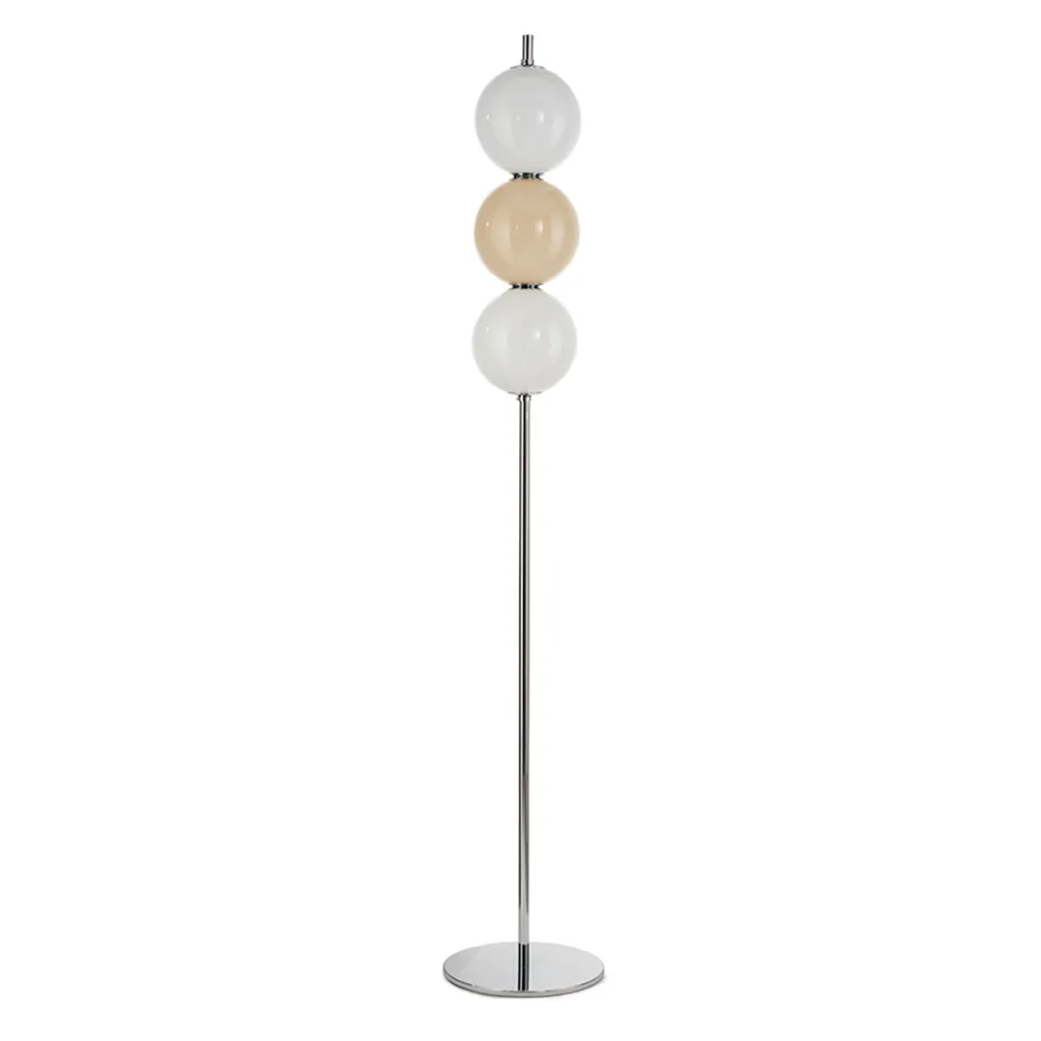 Lampada da Terra con Tre Lumi in Vetro Incamiciato Made in Italy - Lumira Viadurini