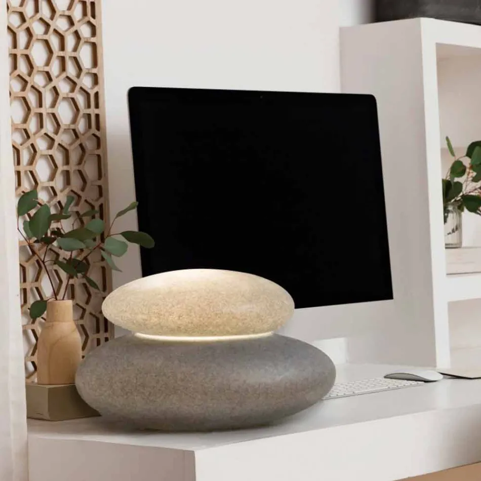Lampada da Terra da Interno o Esterno di Design Moderno Naturale - Sassostar Viadurini
