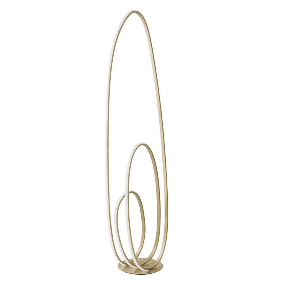 Lampada da Terra Design in Metallo Verniciato Finitura Oro con LED - Simea Viadurini