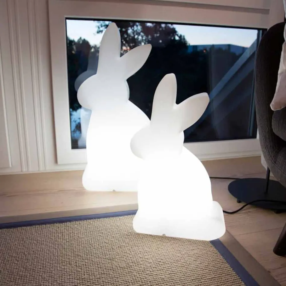 Lampada da Terra di Design, Coniglio Bianco da Interni ed Esterni - Conigliostar Viadurini