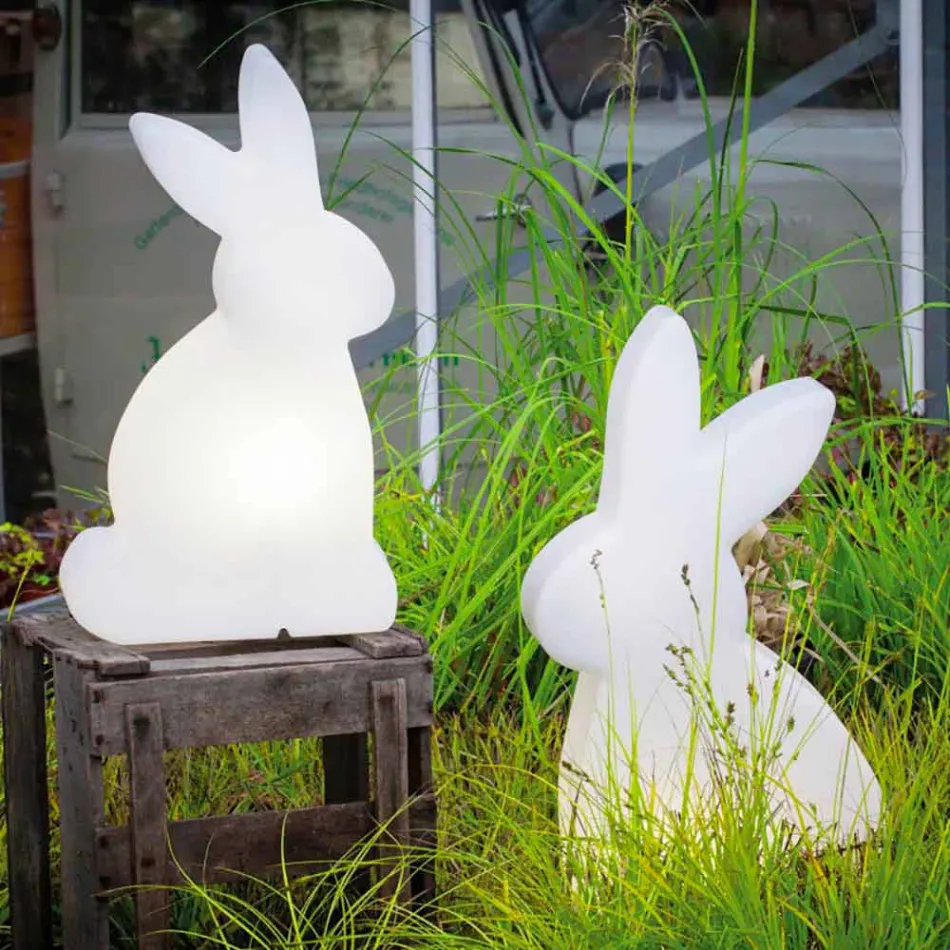 Lampada da Terra di Design, Coniglio Bianco da Interni ed Esterni - Conigliostar Viadurini