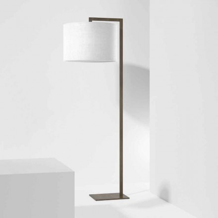 Lampada da Terra di Design in Metallo con Paralume in Lino Made in Italy - Bali Viadurini
