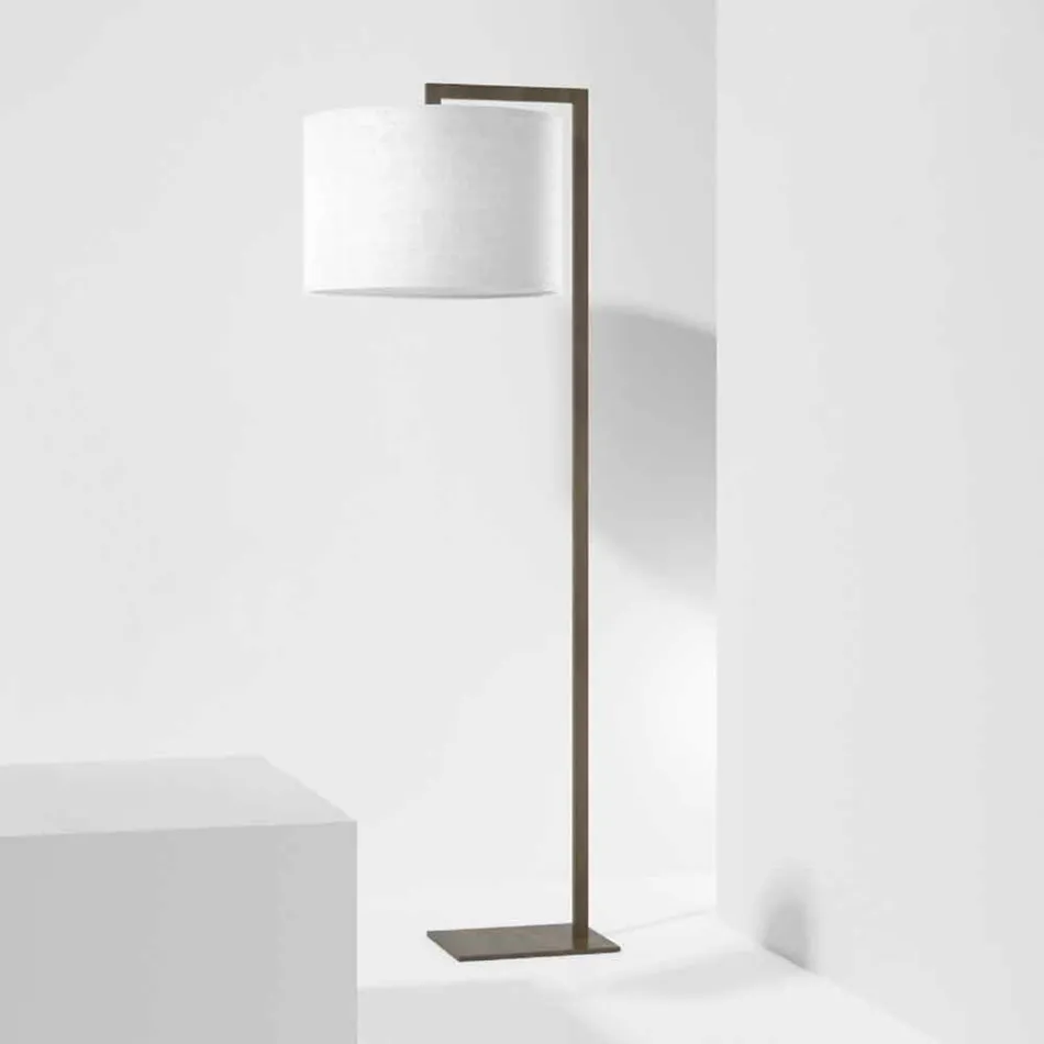 Lampada da Terra di Design in Metallo con Paralume in Lino Made in Italy - Bali Viadurini