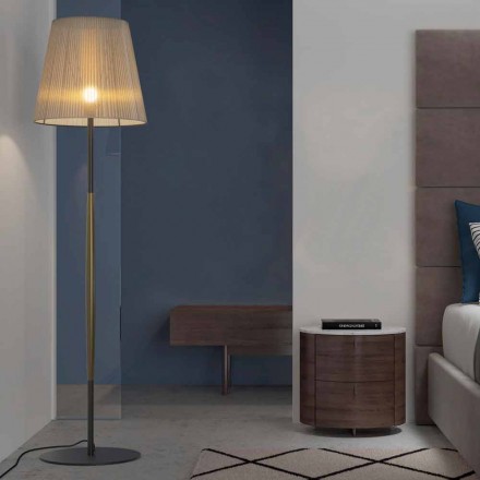 Lampada da Terra di Design in Metallo, Legno e Organza Made in Italy - Boom Viadurini
