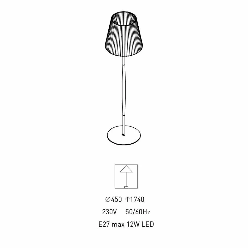 Lampada da Terra di Design in Metallo, Legno e Organza Made in Italy - Boom Viadurini