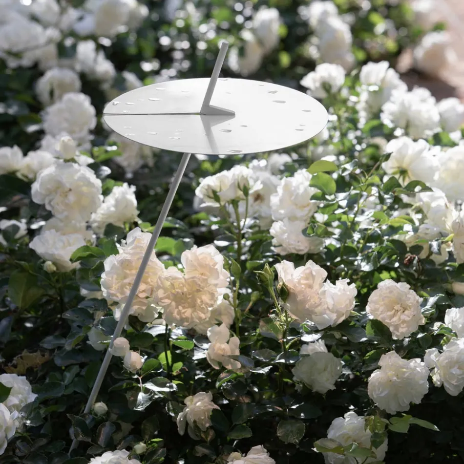 Lampada da Terra Giardino Alluminio Bianco Design a Foglia Ninfea - Cipriam Viadurini