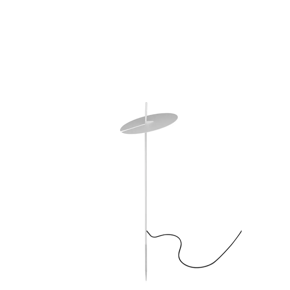 Lampada da Terra Giardino Alluminio Bianco Design a Foglia Ninfea - Cipriam Viadurini