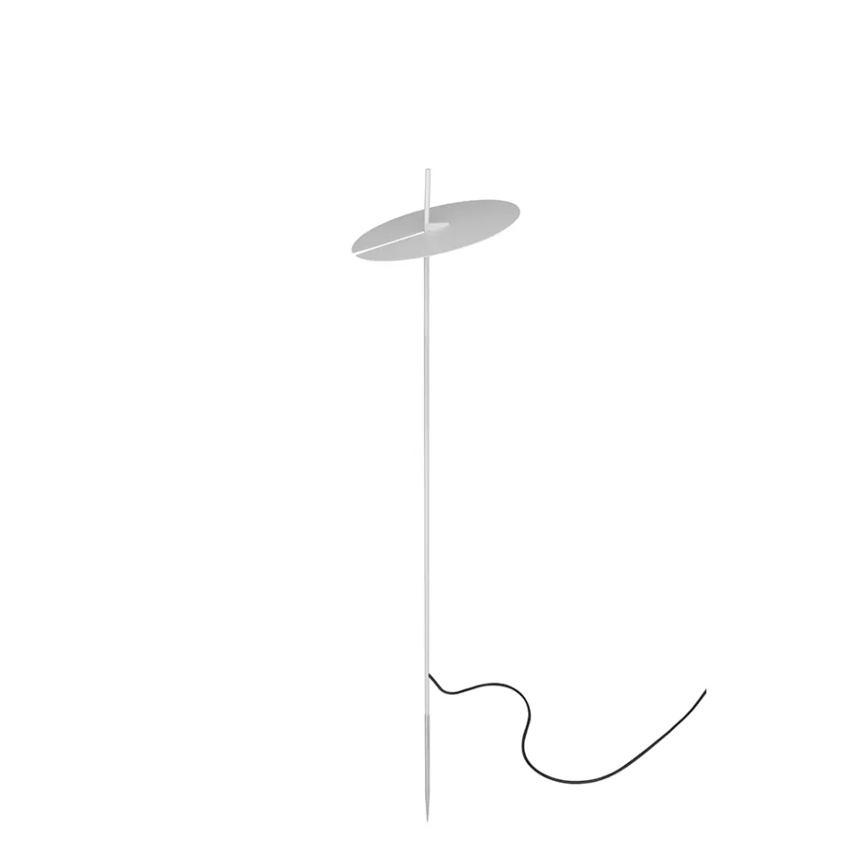 Lampada da Terra Giardino Alluminio Bianco Design a Foglia Ninfea - Cipriam Viadurini