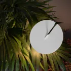 Lampada da Terra Giardino Alluminio Bianco Design a Foglia Ninfea - Cipriam Viadurini