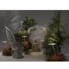 Lampada da Terra Giardino Alluminio Bianco Design a Foglia Ninfea - Cipriam Viadurini