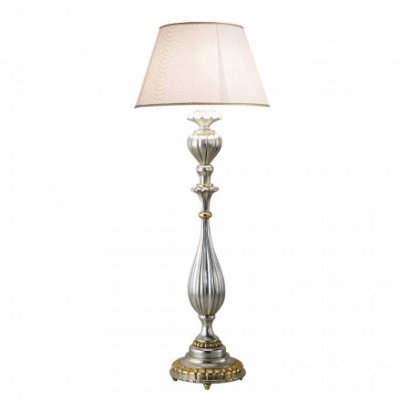 Lampada da terra in legno prodotta a mano in italia Rocco Viadurini