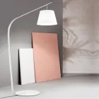 Lampada da Terra in Metallo con Paralume Rivestito in Tessuto - Rivella Viadurini
