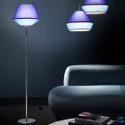 Lampada da Terra in Metallo Cromato con Paralume in Tessuto Made in Italy - Soya Viadurini