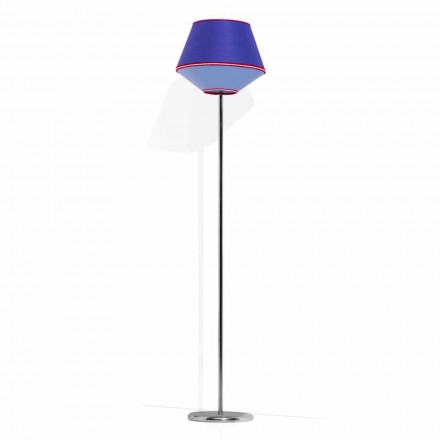 Lampada da Terra in Metallo Cromato con Paralume in Tessuto Made in Italy - Soya Viadurini