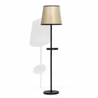 Lampada da Terra in Metallo Nero e Rattan con Mensola Made in Italy - Livia Viadurini