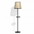 Lampada da Terra in Metallo Nero e Rattan con Mensola Made in Italy - Livia