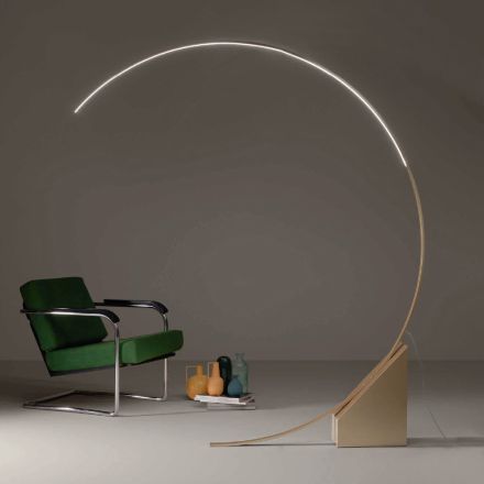 Lampada da Terra in Metallo Verniciato con Luce LED Dimmerabile - Eucalipto Viadurini