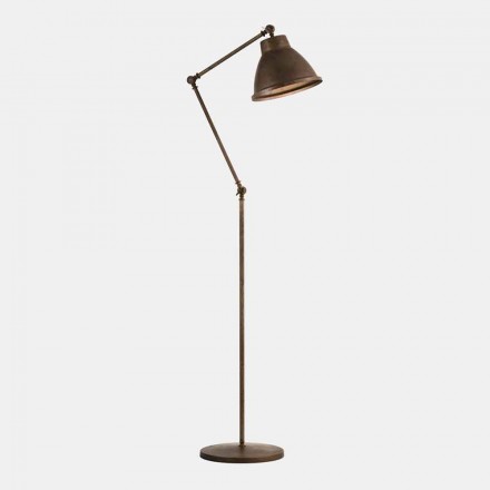 Lampada da Terra in Ottone e Ferro con Snodo Design Vintage - Loft by Il Fanale Viadurini