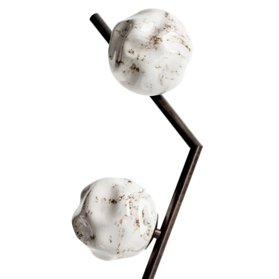 Lampada da Terra in Ottone Scuro e Vetro Stone Made in Italy - Bottega Viadurini