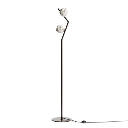 Lampada da Terra in Ottone Scuro e Vetro Stone Made in Italy - Bottega Viadurini