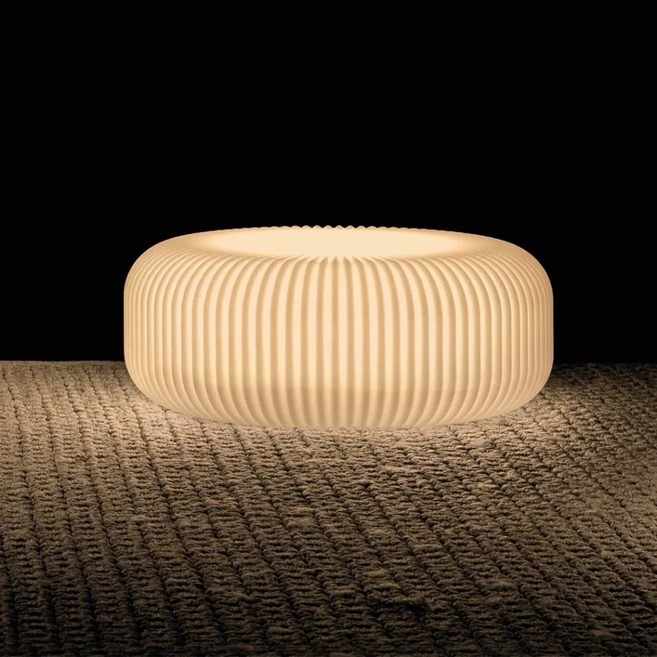 Lampada da Terra in Polietilene Alabastro per Esterni Made in Italy - Disco Viadurini