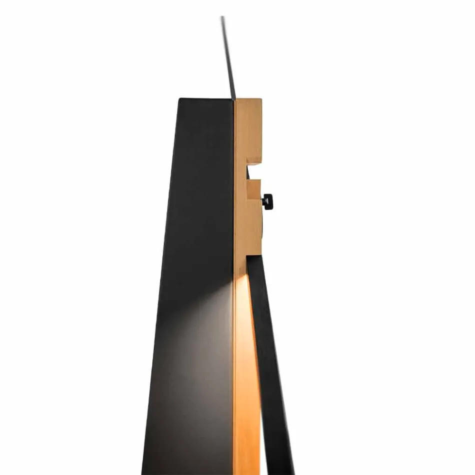 Lampada da Terra in Rovere Massello e Acciaio Made in Italy, Pregiata - Calisto Viadurini