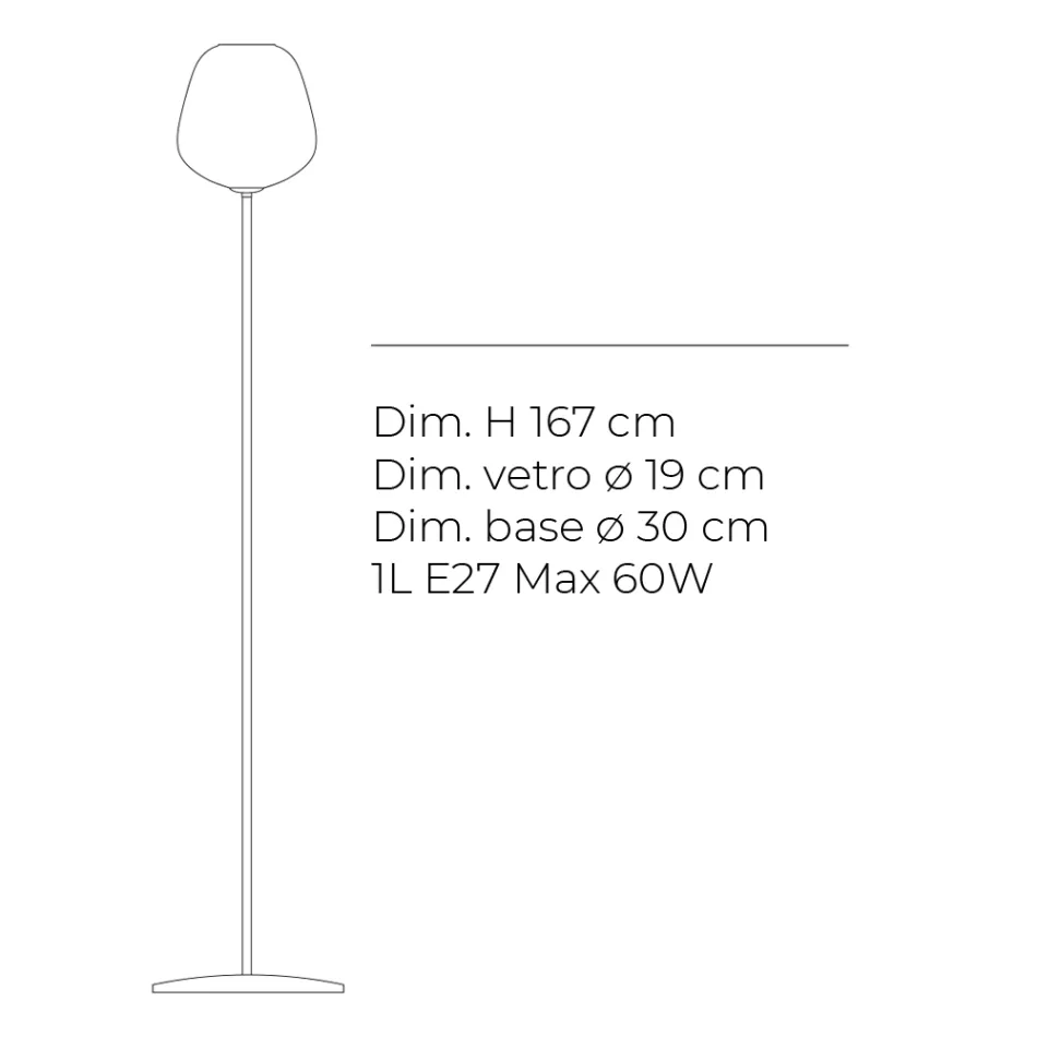 Lampada da Terra in Vetro Incamiciato o Trasparente Made in Italy - Elisia Viadurini
