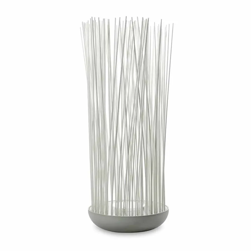 Lampada da Terra Led in Tecnopolimero Grigio e Bacchette in Pvc Bianco - Tatto Viadurini