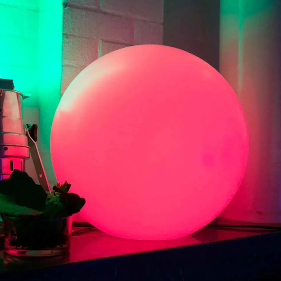 Lampada da Terra Led Multicolore in Plastica Bianca, Design Tondo - Globostar Viadurini