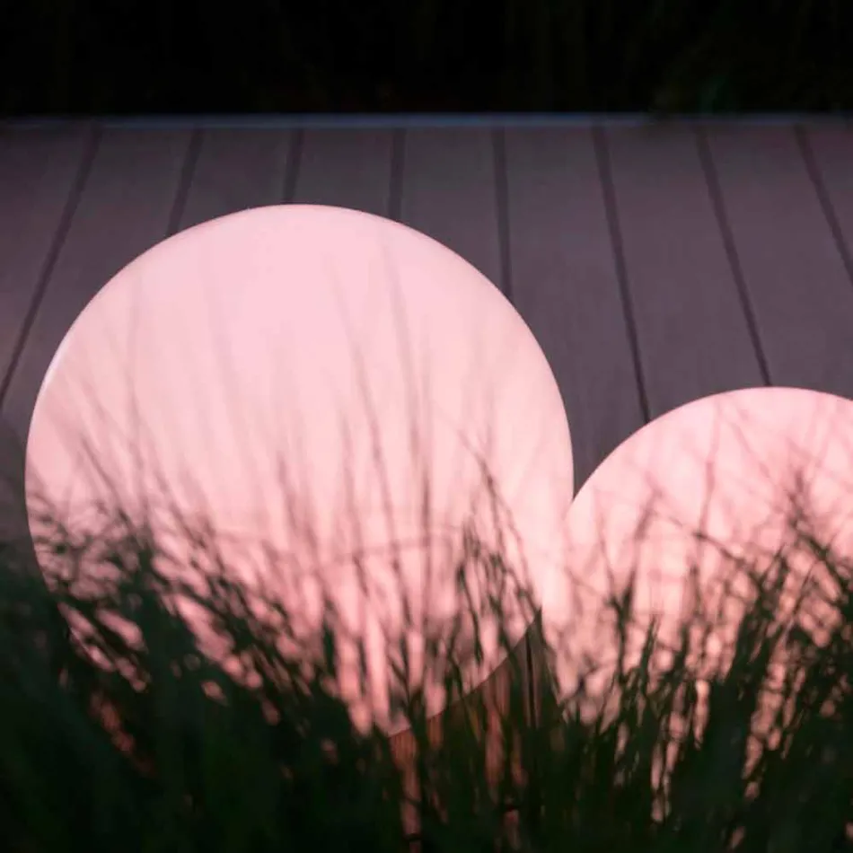Lampada da Terra Led Multicolore in Plastica Bianca, Design Tondo - Globostar Viadurini