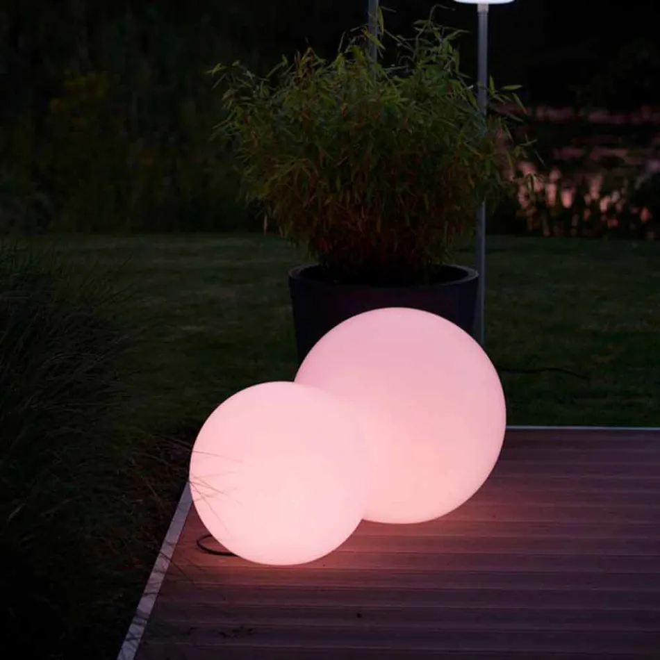 Lampada da Terra Led Multicolore in Plastica Bianca, Design Tondo - Globostar Viadurini