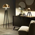 Lampada da Terra Moderna in Metallo e Ottone Spazzolato Made in Italy - Peter Viadurini