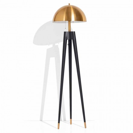 Lampada da Terra Moderna in Metallo e Ottone Spazzolato Made in Italy - Peter Viadurini