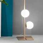 Lampada da Terra Moderna in Metallo Nero o Oro e Vetro Soffiato - Birga Viadurini