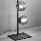 Lampada da Terra Moderna in Metallo Nero o Oro e Vetro Soffiato - Birga Viadurini