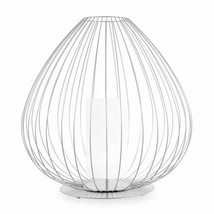 Lampada da Terra o da Appoggio in Filo Metallico Bianco o Bronzo - Lanterna Viadurini