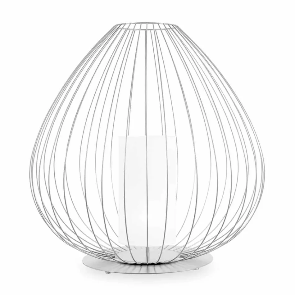 Lampada da Terra o da Appoggio in Filo Metallico Bianco o Bronzo - Lanterna Viadurini