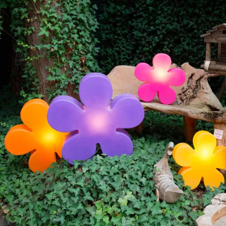 Lampada da Terra o Tavolo Design Solare Moderno a Fiore Colorato - Fiorestar Viadurini