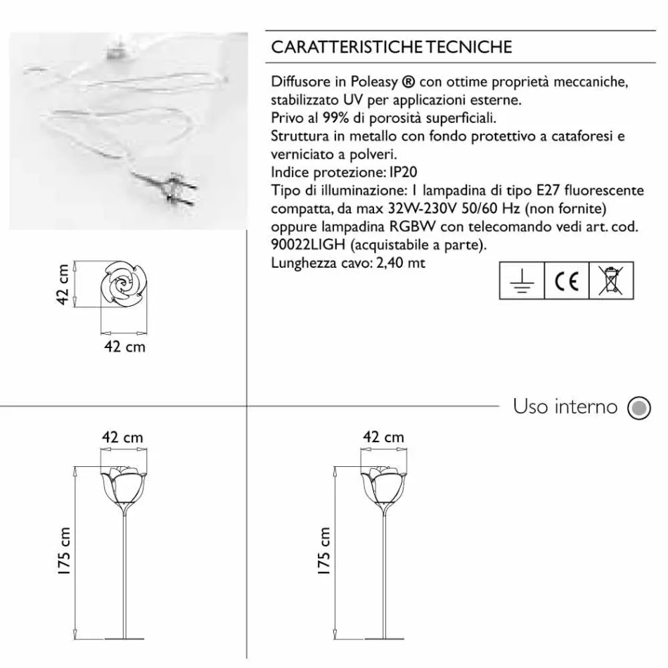 Lampada da Terra per Esterni di Design a Fiore in Plastica - Baby Love by Myyour Viadurini