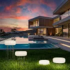 Lampada da Terra per Esterni in Polietilene Bianco Made in Italy - Disco Viadurini
