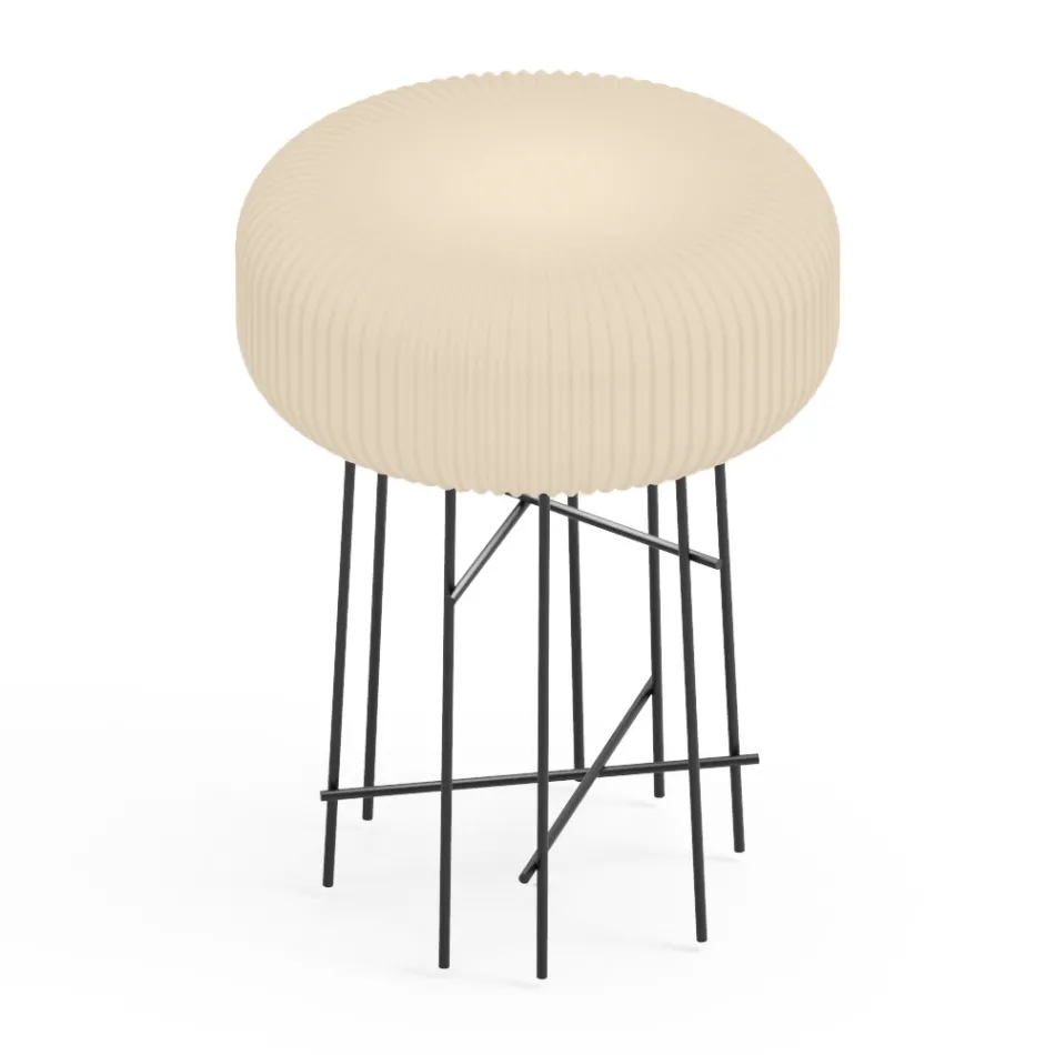 Lampada da Terra per Interni in Polietilene Alabastro Made in Italy - Disco Viadurini