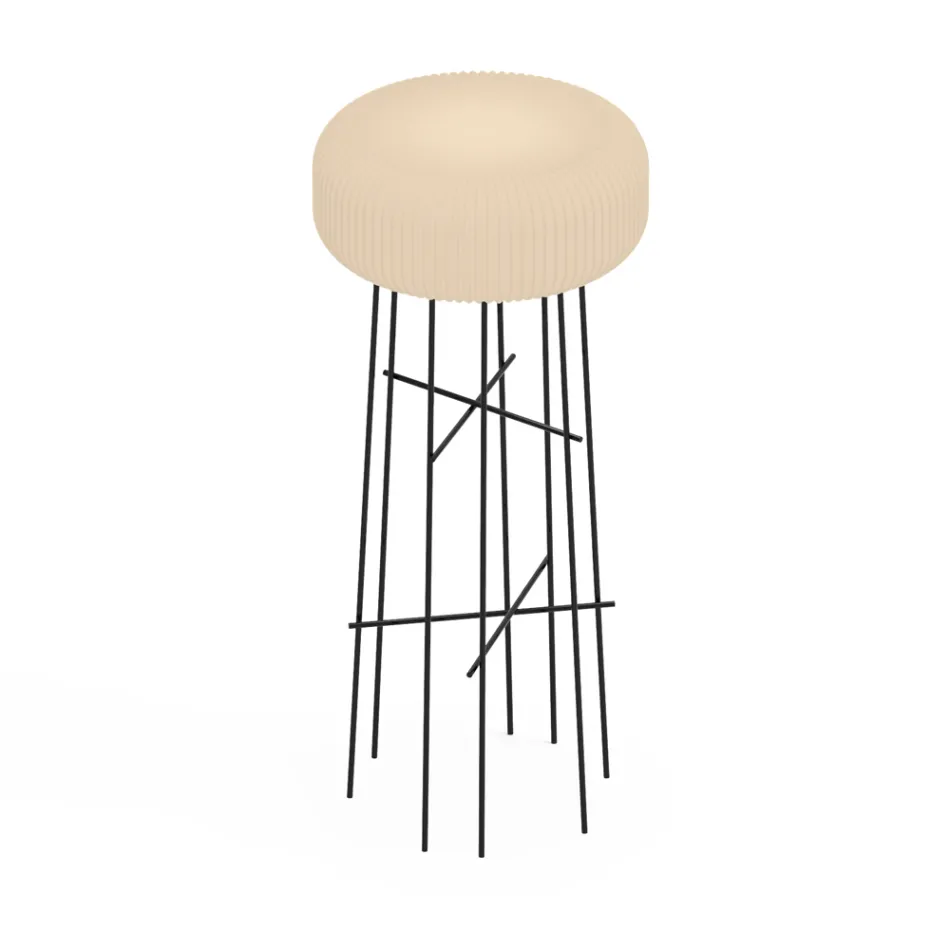 Lampada da Terra per Interni in Polietilene Alabastro Made in Italy - Disco Viadurini