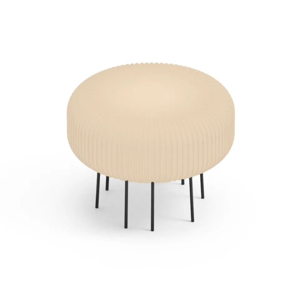 Lampada da Terra per Interni in Polietilene Alabastro Made in Italy - Disco Viadurini