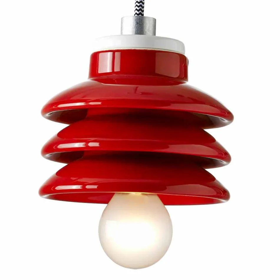 Lampada di design a sospensione in ceramica rosso made in Italy Asia Viadurini