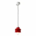 Lampada di design a sospensione in ceramica rosso made in Italy Asia Viadurini