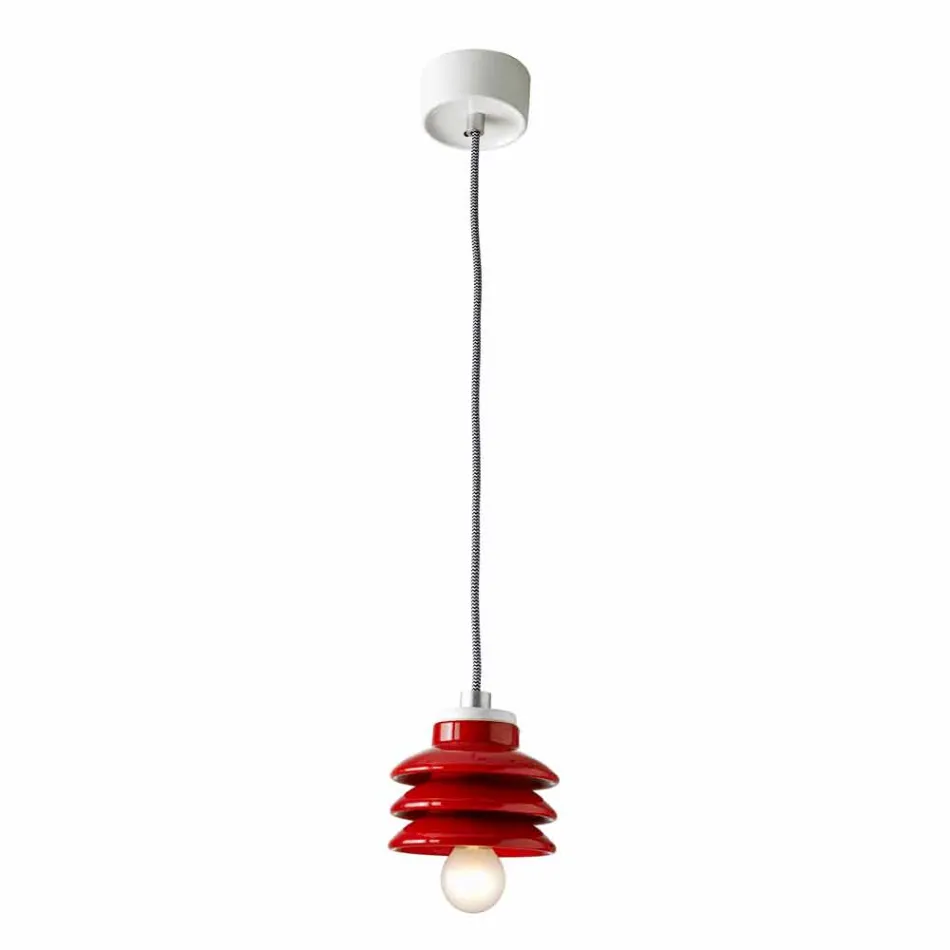 Lampada di design a sospensione in ceramica rosso made in Italy Asia Viadurini