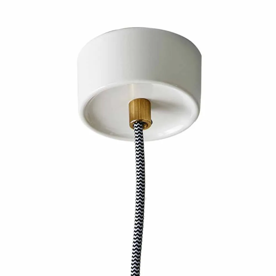 Lampada di design a sospensione in legno e ceramica made in Italy Asia Viadurini