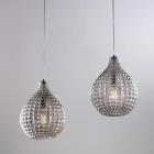 Lampada di Design in Metallo in Vetro con Pendenti in Cristallo - Atlas Viadurini